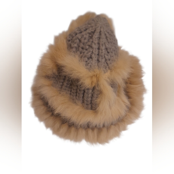 Danier Rabbit Fur Wool Blend Hat O/S - Picture 6 of 7
